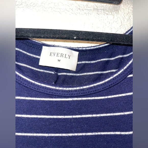 Everly Striped Sleeveless T-Shirt Dress Blue and White Size Medium - Picture 3 of 7